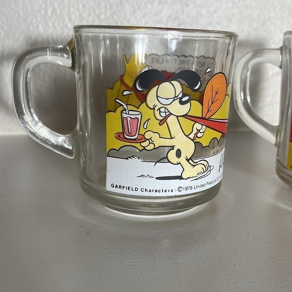 VTG McDonald's Garfield & Odie Glass Cup Mug 1978 X2 - Picture 3 of 8